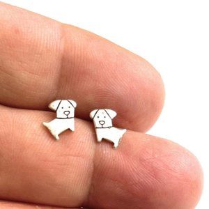 Amazing Stainless Steel Silver Dog mini minimalist Hypoallergenic Earrings / m1